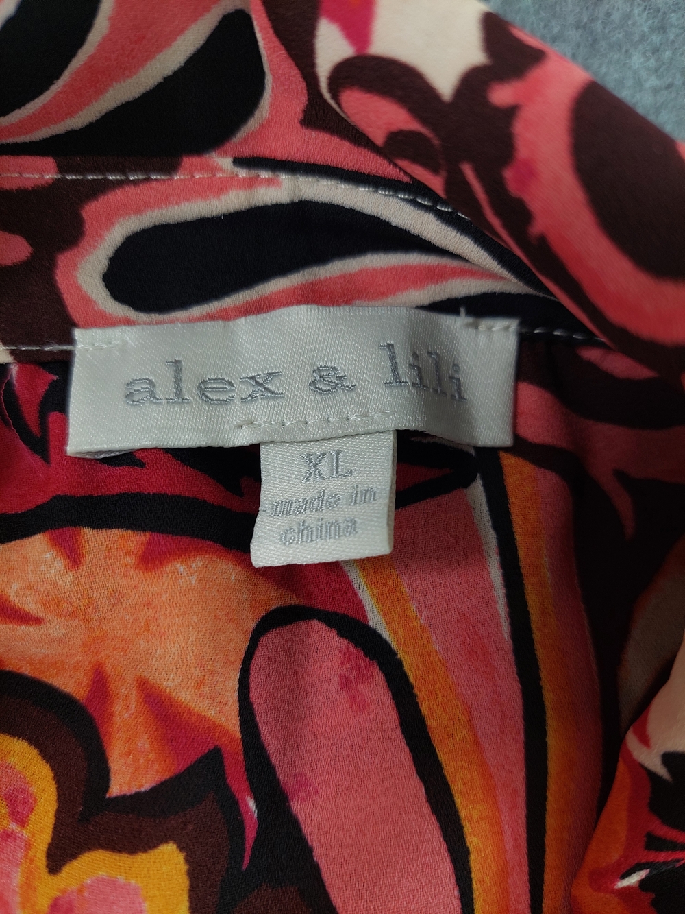 Alex & Lili Paisley Floral Button Down Shirt XL Pink Orange Long Sleeve festival - Picture 4 of 9
